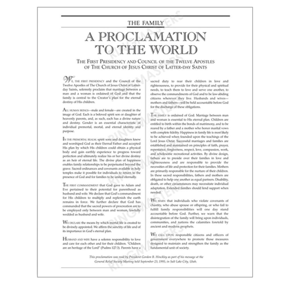Family Proclamation Printable Family Proclamation Printable